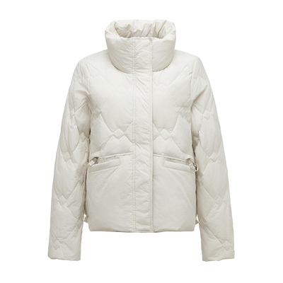 休闲聚酯纤维62cm立领轻薄款羽绒