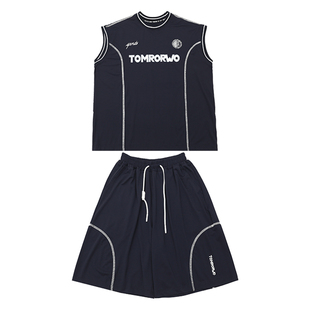 男童夏装套装2026新款中大童无袖背心速干五分裤儿童运动两件套薄