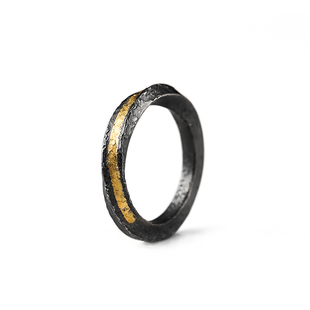 莫比乌斯环戒指设计感高级黄金情侣对戒男女简约原创纯银尾戒闭口