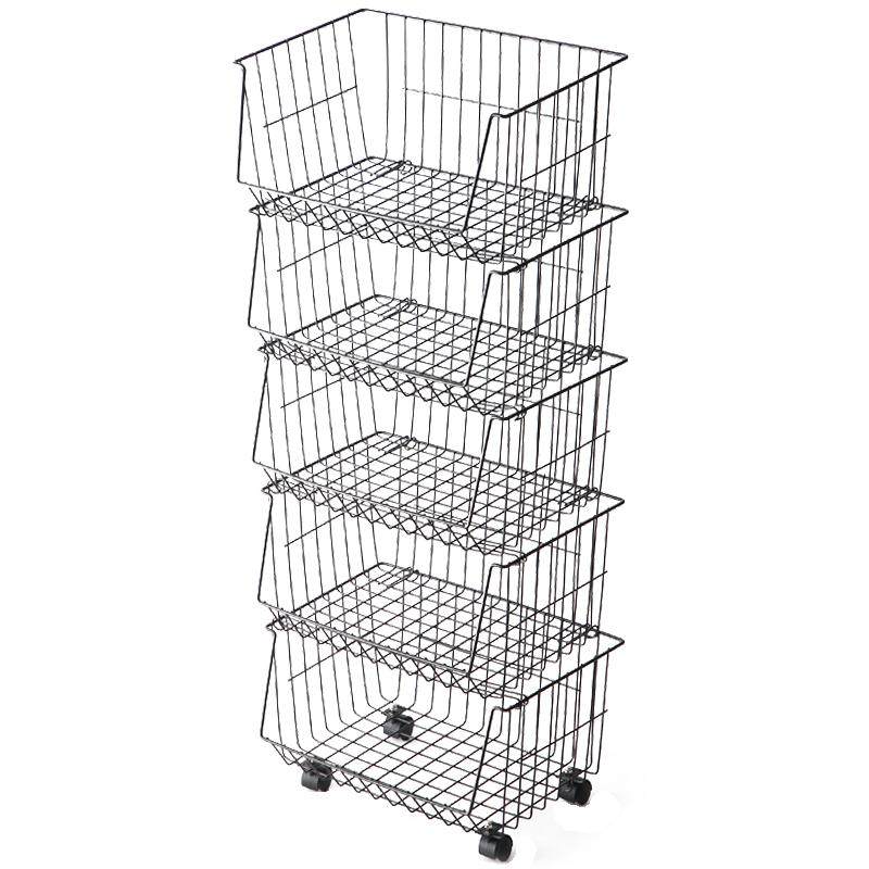 菜篮子厨房置物架落地多层水果蔬菜收纳用品靠墙角移动零食小推车
