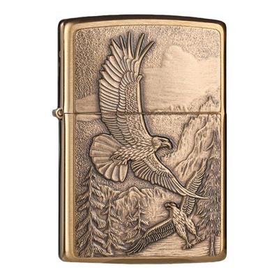 zippo纯铜贴章拉丝防风煤油送礼