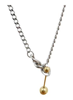 钛钢链条拼接金珠吊坠个性项链