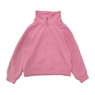 女童运动卫衣外套加绒保暖2025秋冬新款儿童半拉链长袖宽松上衣