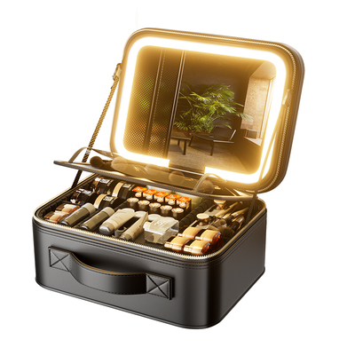 高级LED带镜子化妆包女大容量