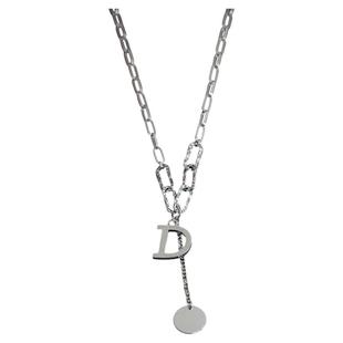 925银圆牌项链女休闲风锁骨链女轻奢高级感小众设计链子毛衣链