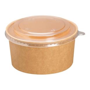 一次性牛皮纸碗打包盒圆形沙拉碗外卖餐盒卤肉饭带盖加厚纸质饭盒