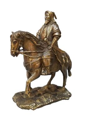 纯黄铜成吉思汗大号站像铁木摆件