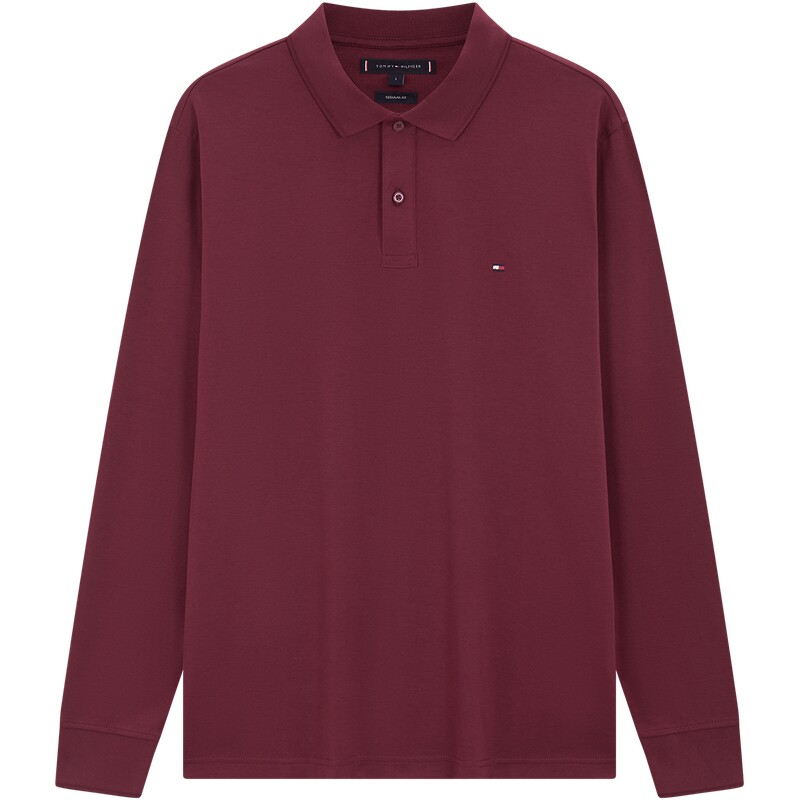 Tommy男装丝光棉纯色长袖POLO衫