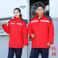 Красный хлопковый пуховик, антистатический вкладыш