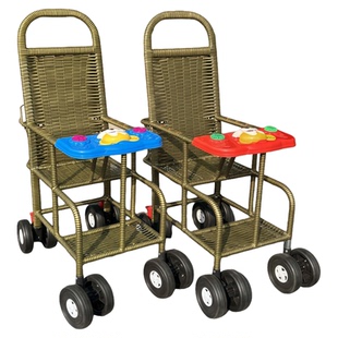 夏季宝宝竹藤推车轻便婴儿藤编小孩儿童竹子小推车藤椅仿藤车音乐