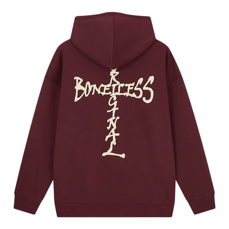 BONELESS十字涂鸦logo印花帽衫秋冬新款宽松休闲百搭情侣连帽卫衣