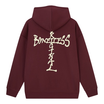 BONELESS十字涂鸦logo印花帽衫秋冬新款宽松休闲百搭情侣连帽卫衣