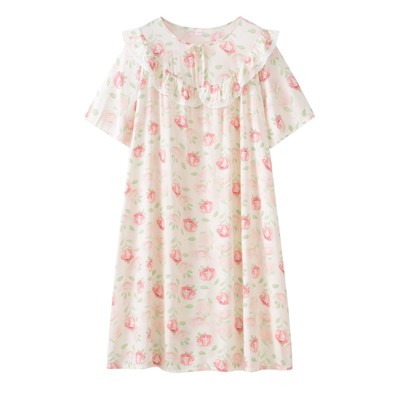 棉绸人造棉夏季甜美宽松大码睡裙