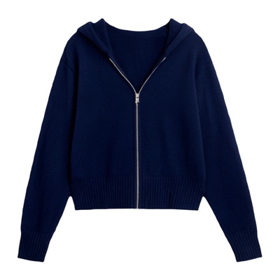 秋冬宽松慵懒风连帽毛衣外套女