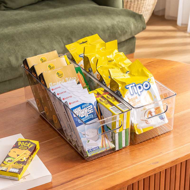 1厨房橱柜抽屉式收纳盒塑料透明整理物盒储客厅杂物零食桌面筐收