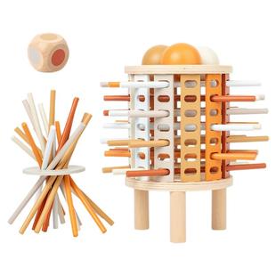 蒙氏抽棍木棒互动幼儿园斜塔平衡木游戏宝宝互动早教益智玩具儿童