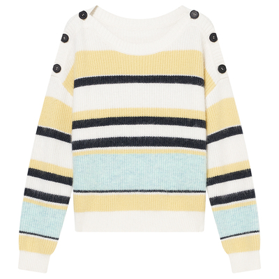 Goodland美地女装慵懒风毛衣撞色兔毛针织衫2025秋新款LC35306420