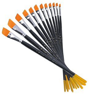 保罗塞尚斜头尼龙软毛水粉笔平头油画笔单支斜锋水彩颜料画笔套装