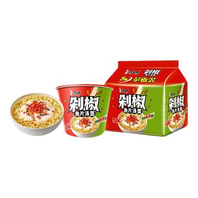 康师傅方便面剁椒鱼片混装泡面整箱夜宵速食食品辣味官方旗舰店