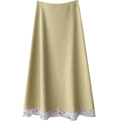 法式加绒糯米羊绒蕾丝花边半身裙