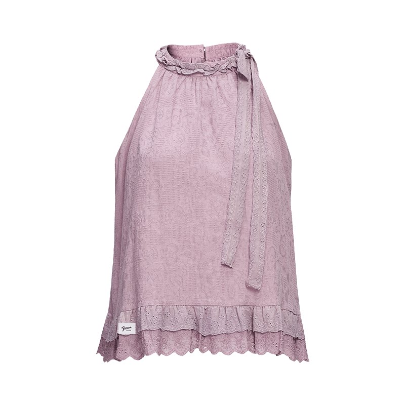 it夏季韩系蕾丝挂脖显瘦背心女