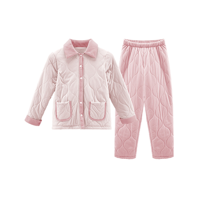 儿童家居服套装三层夹棉棉服