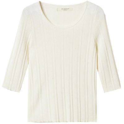 例外春秋款五分袖修身毛针织衫