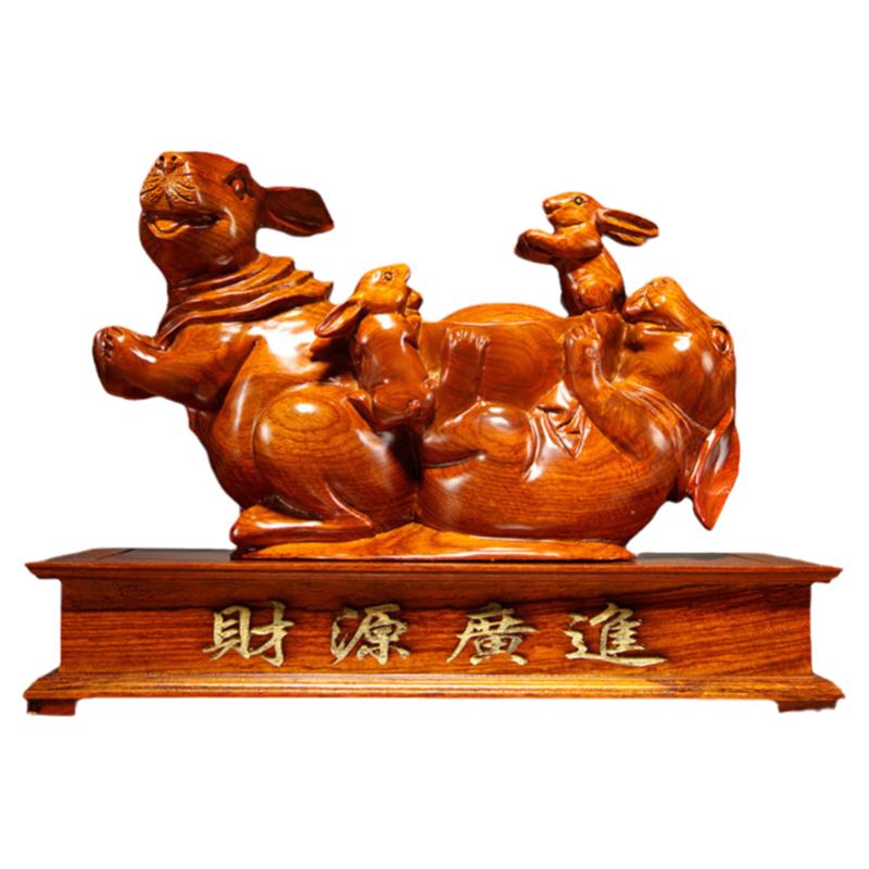 吉祥物客厅实木质花梨木补角祝福
