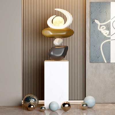 由居 创意重叠石头雕塑售楼处摆件酒店大堂落地艺术楼梯口装饰品