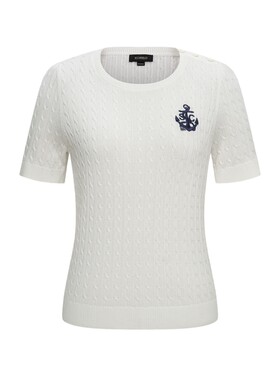 Scofield女装英伦风绞花针织衫刺绣logo含桑蚕丝夏季