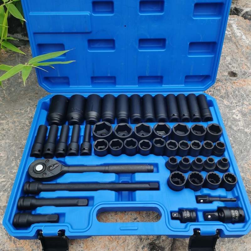 50件小风炮套筒1/2气动电动工具套筒飞六角加长汽修大花扳手套装