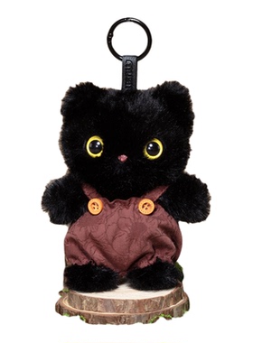 MUSITU可爱小黑猫毛绒钥匙扣