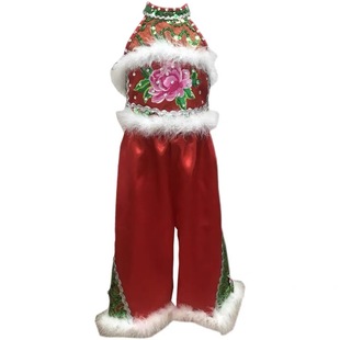 元旦儿童喜庆演出服中国红说唱小梦娃舞蹈服秧歌服妞妞看戏表演服