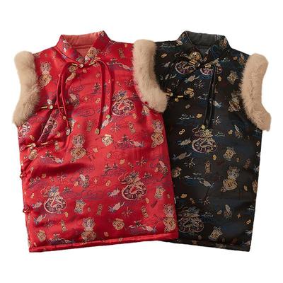 棉谷朵中大童拜年服棉花马甲