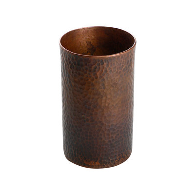收纳笔筒手工捶纹紫铜摆件