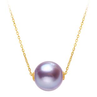 黛米珠宝 紫玉 18K金正圆紫色珍珠项链颈链路路通锁骨吊坠单颗SSS