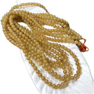 天然和田玉糖料佛串黄金糖金山糖多圈手串手链6mm高货玉石链