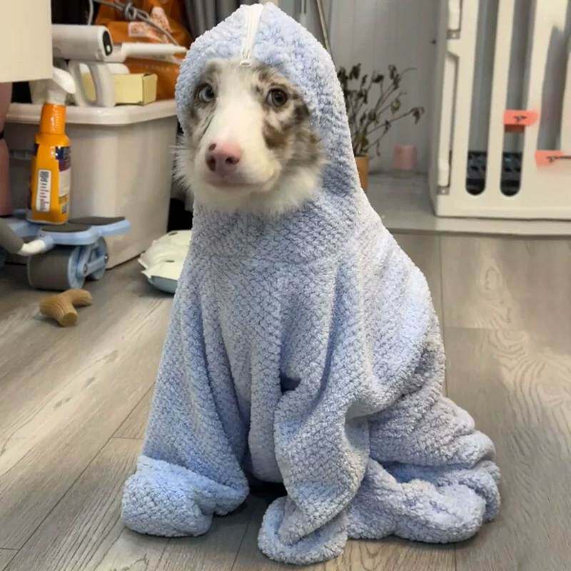 边牧专用小狗狗洗澡浴巾浴袍包脚连体衣服可穿毛巾速干吸水幼犬