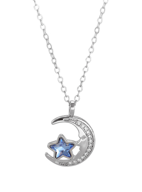 弯月抱星浪漫锆石月牙彩星锁骨链