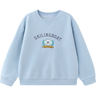 英氏童装儿童圆领卫衣春春秋长袖男童套头春季百搭纯色内搭上衣