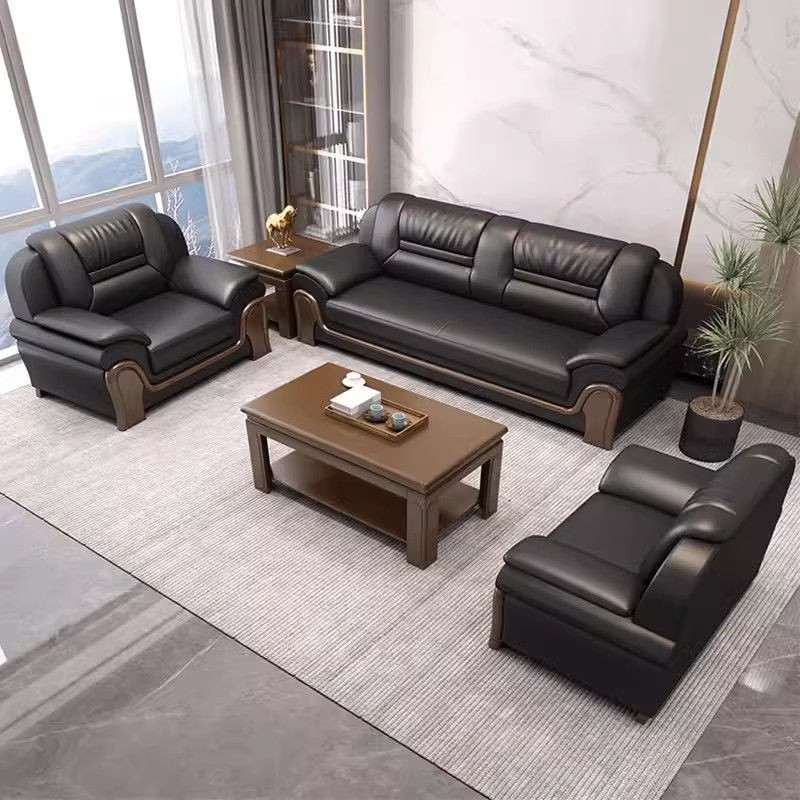 办公沙发商务简约客厅大厅酒店接待休闲区真皮茶几会客办公室组合
