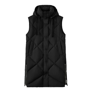 Marc O'Polo/MOP冬季新款气质保暖白鹅绒长款连帽羽绒马甲女外套