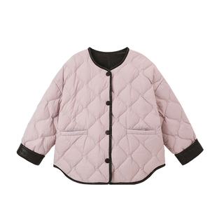 布丁哈鲁冬装童装女童上衣2026秋冬新款儿童双面穿皮羽绒外套