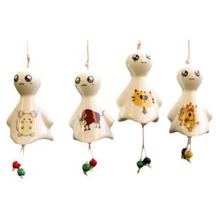 日式生肖风铃陶瓷挂件 少女礼物房间阳台门后挂饰晴天娃娃装饰品