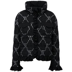 YES BY YESIR叶谦原创设计师冬鹅绒小香风加厚荷叶边羽绒服外套