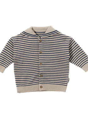 【新品】Oak Family儿童秋季毛衣上衣纯棉海军领长袖针织开衫