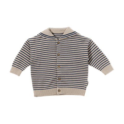 【新品】Oak Family儿童秋季毛衣上衣纯棉海军领长袖针织开衫