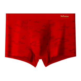 猫人本命年男士内裤纯棉红色2026新款马年结婚四角短裤头新年礼物