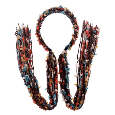 毛绒编发彩绳绑发宽边发箍