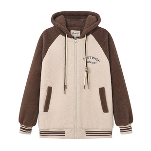 初中生外套大童加绒加厚毛毛新款高中生秋冬季2025大童仿羊羔毛女